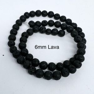 Lava Beads, Round, 6mm, Black