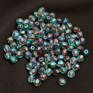 Metallic Crystals ,Peacock Blue ,Oval,(6x5mm) , pack of 25gms