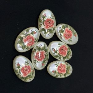 Japanese Beads, Flat (Oval), Cream And Pink