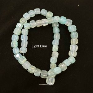 Natural Square Agate Beads, 8mm, Light Blue