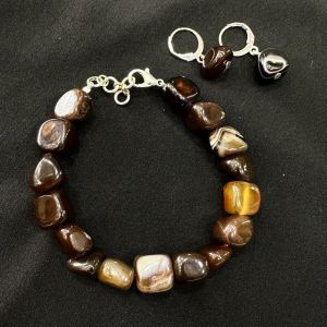 Onyx Bracelets with Earrings(Brown)