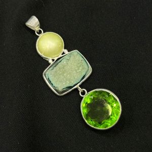 Gemstone Pendants, Mix Stones, Silver Finish