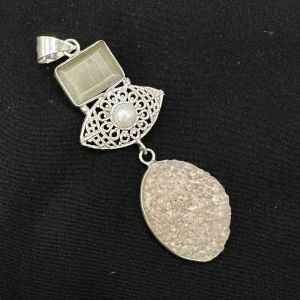 Gemstone Pendants, Mix Stones, Silver Finish