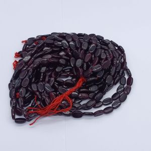 Flat Oval Glass Beads, Dark Maroon