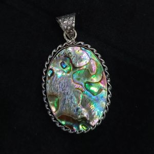 Abalone Shell Pendant, Multicolor, Silver Finish
