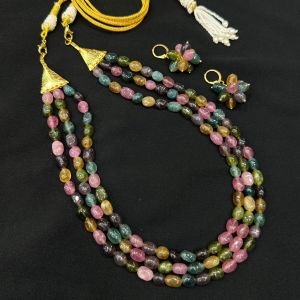 Imitation Multi Tourmaline Necklace, 3 layers