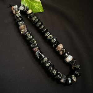 Natural Agate Rondelle/Disc Shape - Black and brown