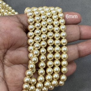 A+ Swarovski Replica Pearls, Light gold, (Good shine), 6mm