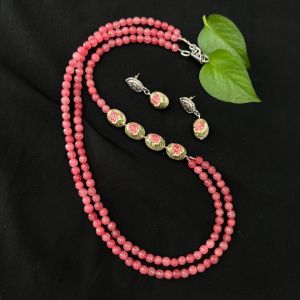 Agates beads necklace with japanese beads
