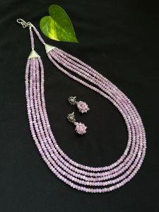 5 layer crystal necklace with earrings.