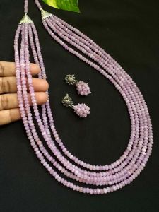 5 layer crystal necklace with earrings.