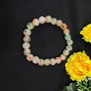 Glass Bracelets, Orange with Green