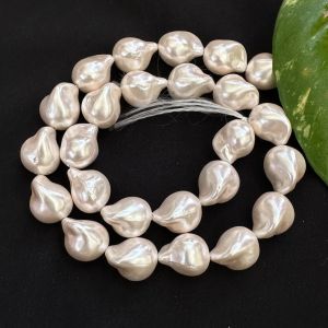 Baroque Pearl, Shell Pearl, 12x16 mm,Lite Beige