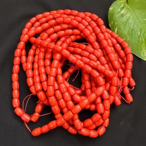 Taiwan Coral Dolki, Barrel shape, 8x11mm, Red