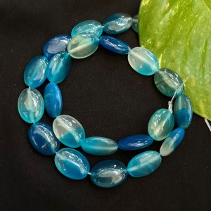 Flat oval agate beads, 13X18mm Blue Double Shade