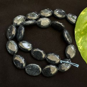 Flat oval agate beads, 13X18mm Dark Gray