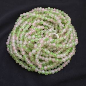 Double Shade Glass beads, 8mm, Round 30"(Approx 100 Beads), (Green and pink)