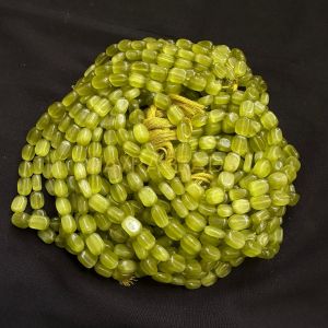 Monolisa (Imitation Cats Eye) Flat Oval Beads, 9x6mm, Olive Green