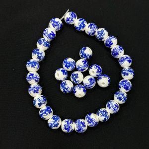Porcelain Beads, 10mm, Round, Royal Blue, Pack of 10 pieces