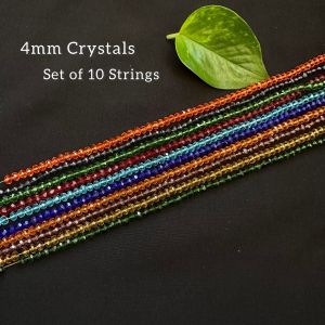 Glass Crystals, Rondelle, 4mm, Multicolor, Set Of 10 Strings