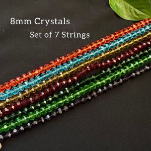 Glass Crystals, Rondelle, 8mm, Multicolor, Set Of 7 Strings