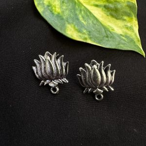 Earstud Post - Antique Silver, Lotus, Sold By 5 Pairs