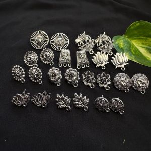 Antique Silver Stud, Assorted, Pack Of 12 Pairs