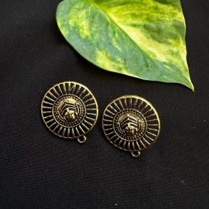 Earstud Post- Antique Gold, Round (Durga) Stud, Pack of 5 Pairs