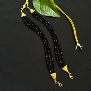 DIY, 3 Layer Agate Chains, Just Attach A Pendant, With Hook & Rope, (Black)Gold Finish