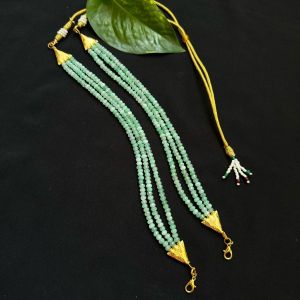 DIY, 3 Layer Agate Chains, Just Attach A Pendant, With Hook & Rope, (Sea Green)Gold Finish