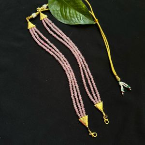 DIY, 3 Layer Agate Chains, Just Attach A Pendant, With Hook & Rope, (Baby Pink)Gold Finish