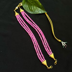 DIY, 3 Layer Agate Chains, Just Attach A Pendant, With Hook & Rope, (Pink)Gold Finish