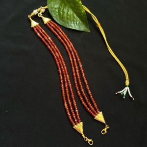 DIY, 3 Layer Agate Chains, Just Attach A Pendant, With Hook & Rope, (Brick Red)Gold Finish