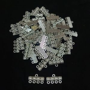 Connector, 4 to 1 hole, Antique silver Pack of 10pcs 