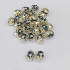 Japanese Beads (Oval) - Half white and Dark Blue