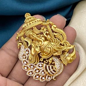 AD Stone Matt Finish Ganesh Pendant