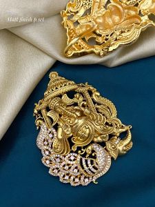 AD Stone Matt Finish Ganesh Pendant