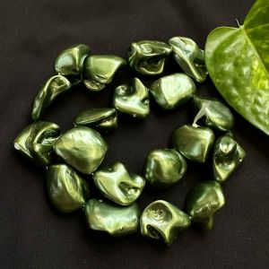 Mother of Pearl nuggets, LARGE SIZE (21-22mm), (Olive Green)