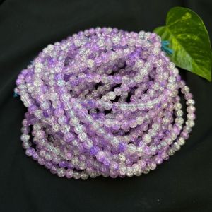 Crackle Glass Beads, 8mm Round,Purple