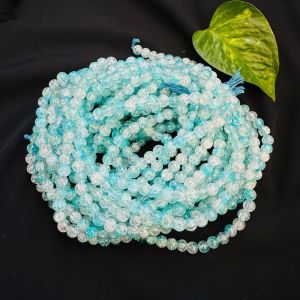 Crackle Glass Beads, 8mm Round, Light Blue