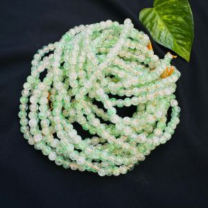 Crackle Glass Beads, 8mm Round, Light Green