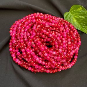 Crackle Glass Beads, 8mm Round,Pinkish Red
