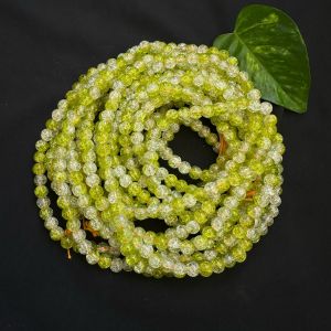 Crackle Glass Beads, 8mm Round, Light Green