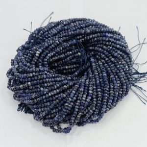 Agate Rondelle, 4x2mm, Blue With Black Patches