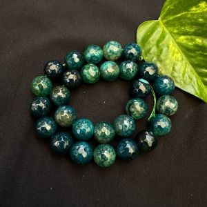 Onyx Stone Beads, 14mm, Round, Green with Black