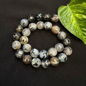 Onyx Stone Beads, 14mm, Round, Black and White