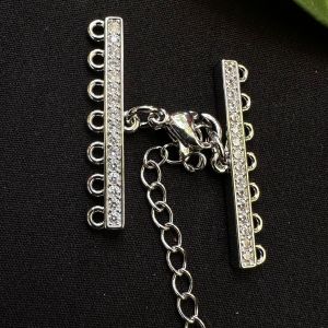 AD Stone hook/7 hole connector with lobster clasp, with adjustable chain, silver finish with stones