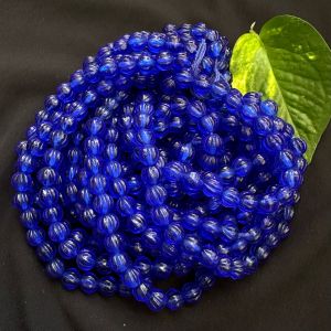 Glass Beads, Pumpkin Shape, 8mm, Electric (Blue)