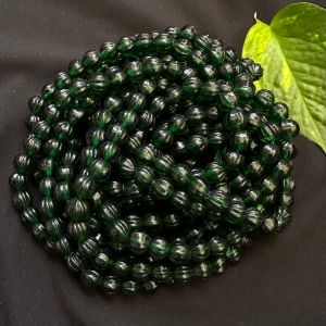 Glass Beads, Pumpkin Shape, 8mm, Dark Green