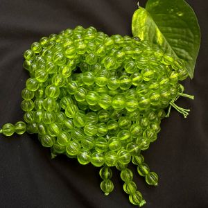 Glass Beads, Pumpkin Shape, 8mm, Parrot Green